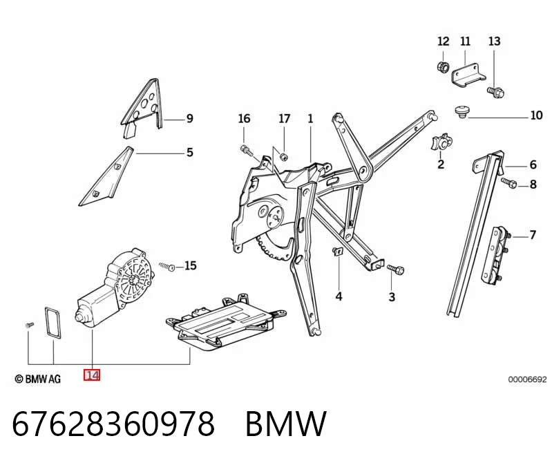 67628360978 BMW Мотор склопідйомника водійських дверей