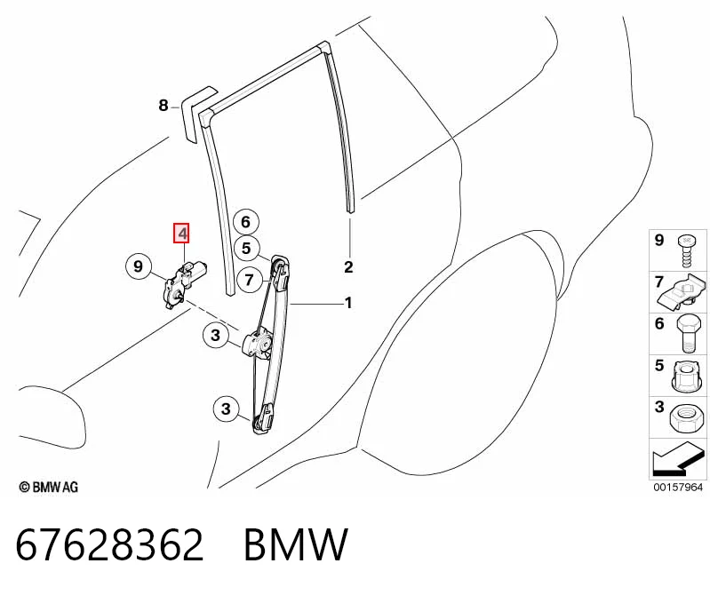 Двигун стеклопод'емника двері задньої, лівої 51338204179 BMW