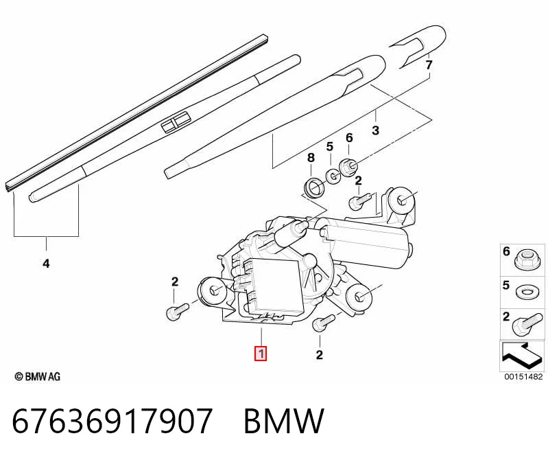 67636917907 BMW Моторчик заднього двірника