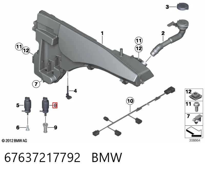 67637217792 BMW Насос-двигун омивача фар
