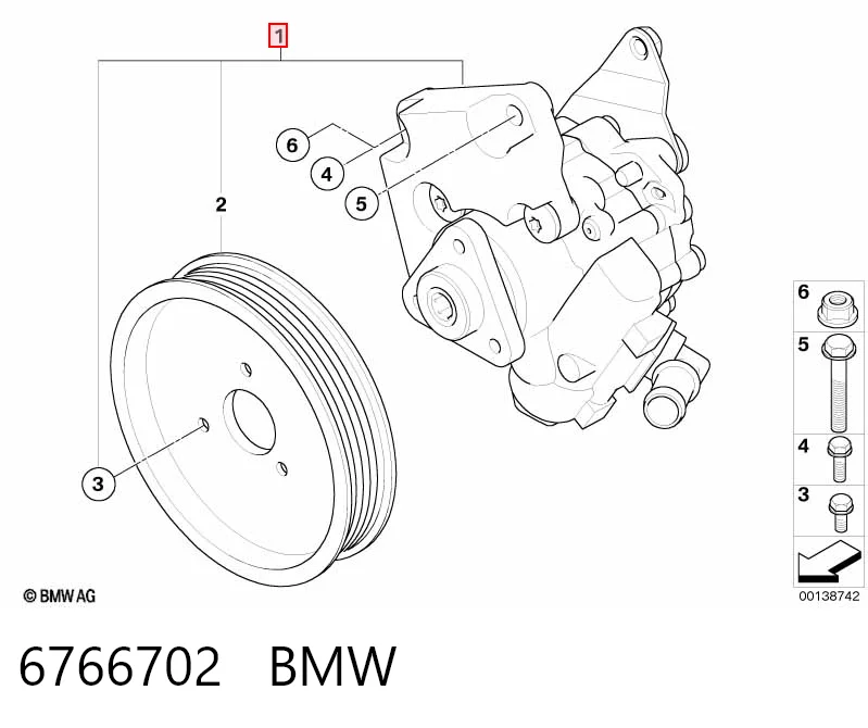 6766702 BMW Насос гідропідсилювача