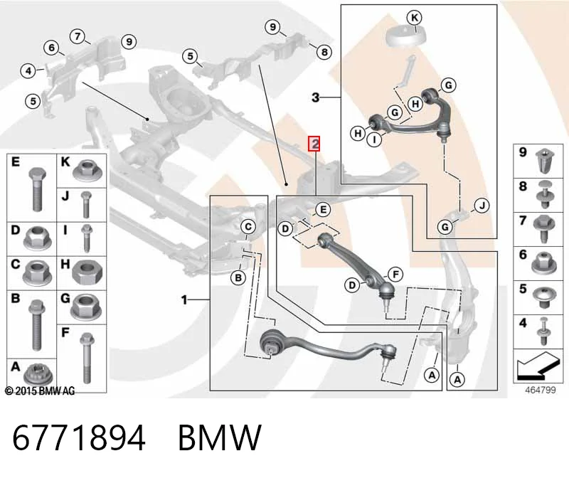 6771894 BMW Важіль передньої підвіски нижній, правий