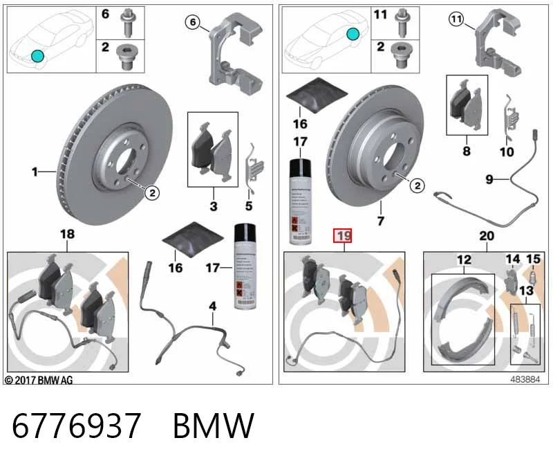 6776937 BMW Колодки гальмівні задні, дискові