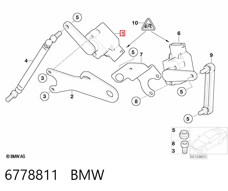 6778811 BMW Датчик рівня положення кузова, передній правий