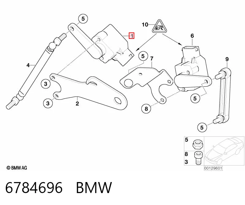 6784696 BMW Датчик рівня положення кузова, передній правий