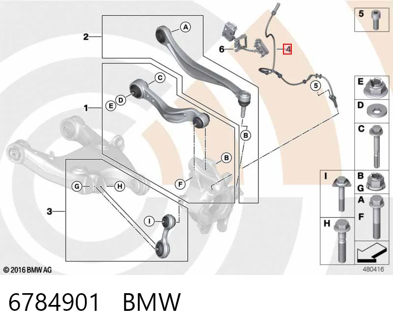 6784901 BMW Датчик АБС (ABS) задній