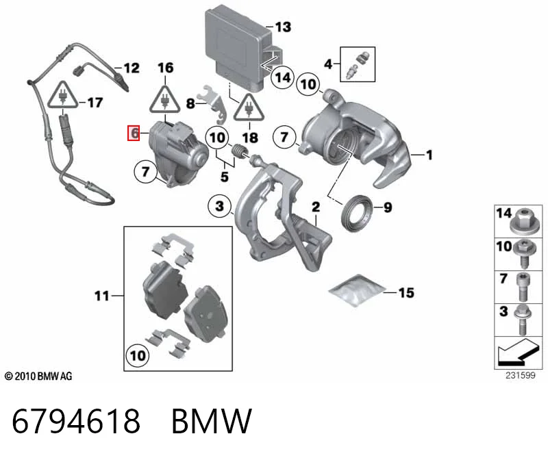 6794618 BMW Мотор приводу гальмівного супорта заднього стояночної системи