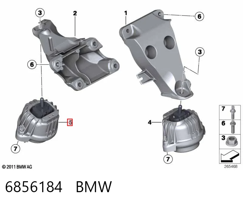 6856184 BMW Права подушка мотора