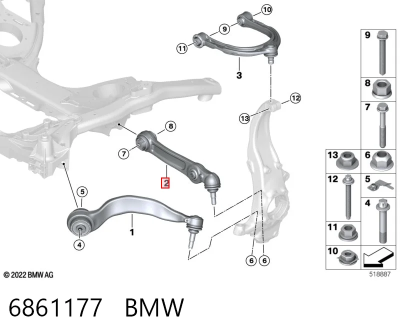6861177 BMW Важіль задньої підвіски нижній, лівий