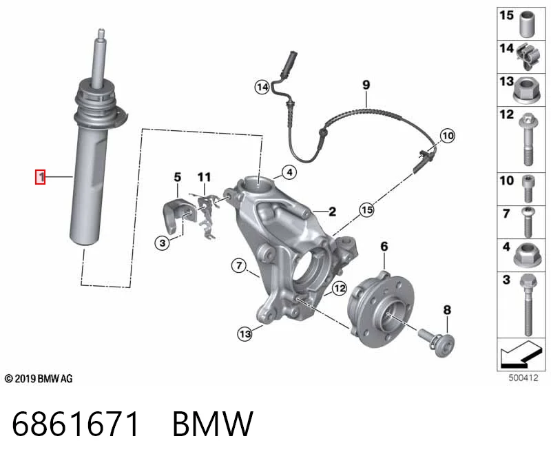 6861671 BMW Ліва передня стійка