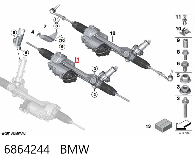 6864244 BMW Рейковий рульовий механізм