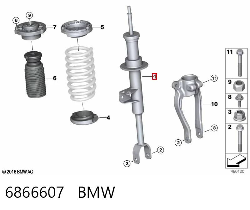 6866607 BMW Ліва передня стійка