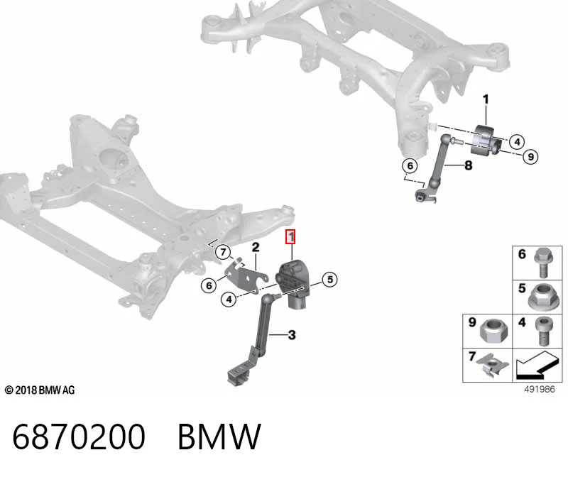 6870200 BMW Датчик рівня положення кузова, передній
