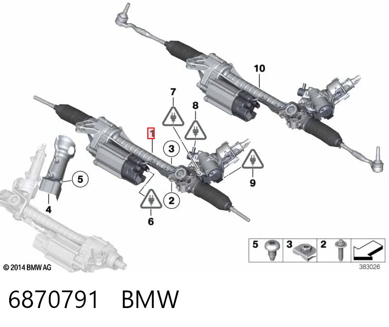 6870791 BMW Рейковий рульовий механізм