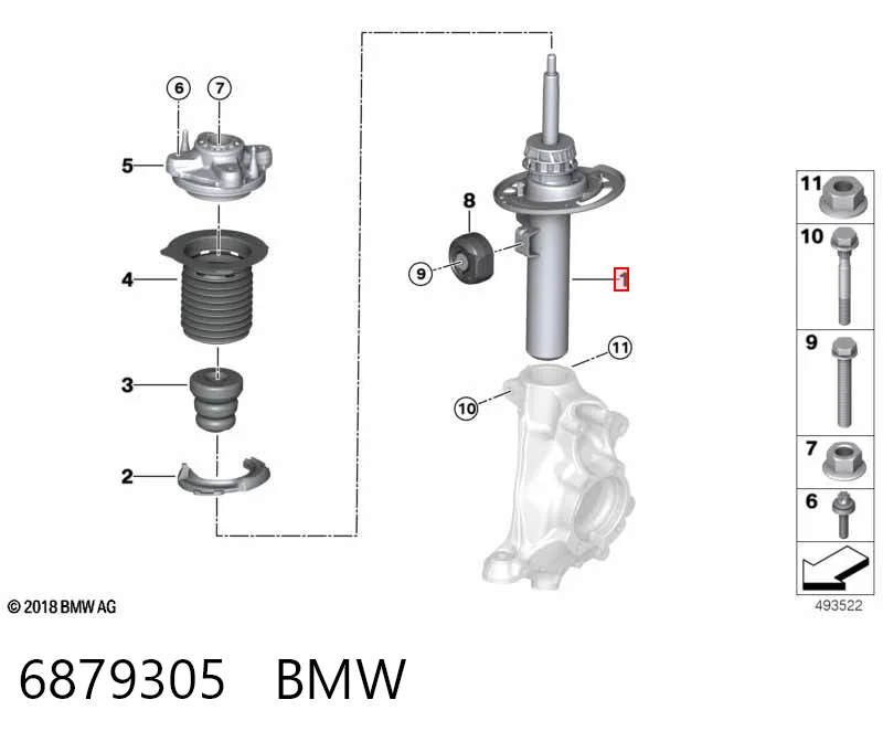 6879305 BMW Ліва передня стійка