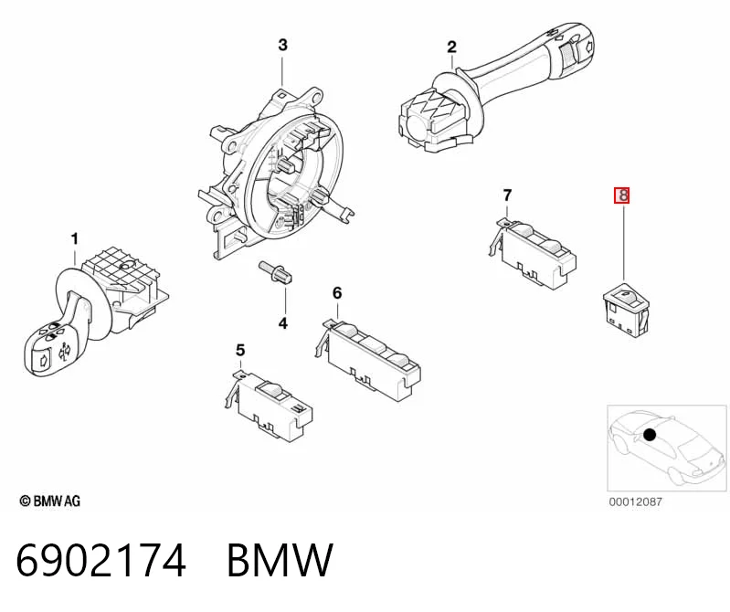 6902174 BMW Кнопковий блок керування склопідіймачами задній правий