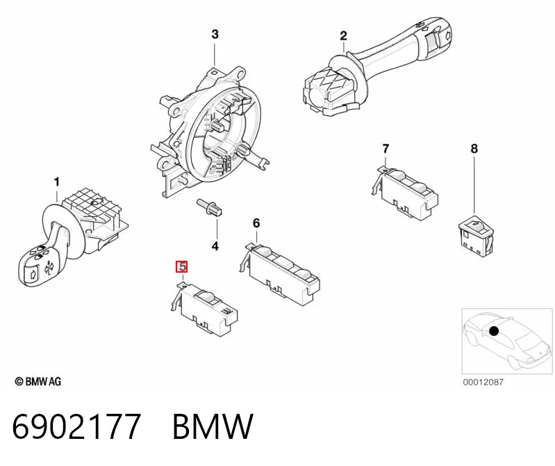 6902177 BMW Кнопка вмикання двигуна склопідіймача передня ліва