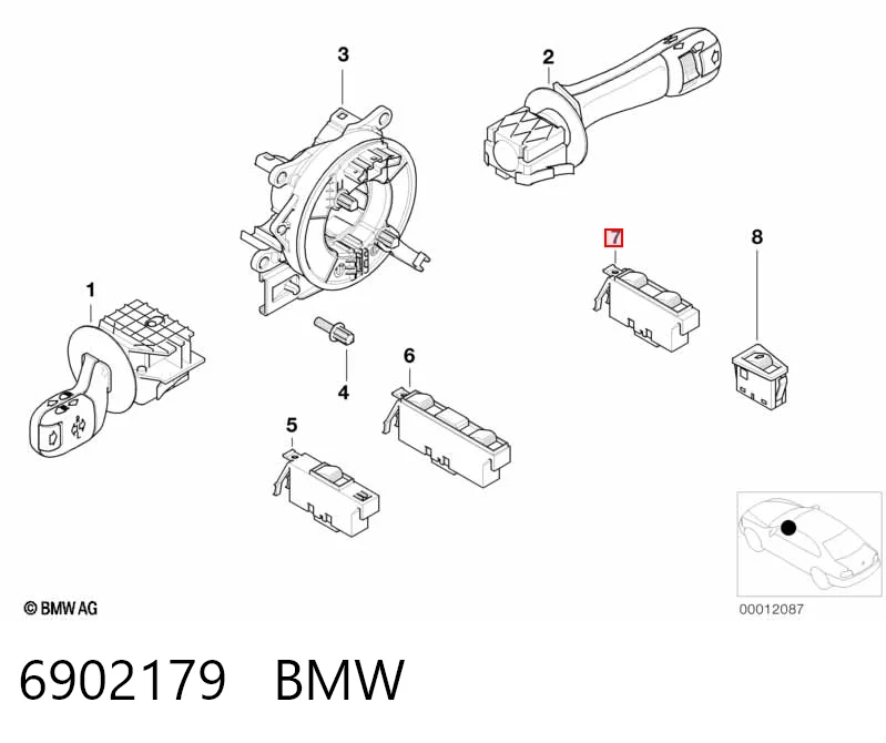 6902179 BMW Кнопка підйомника переднього правого скла