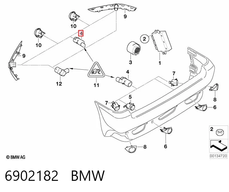 6902182 BMW Датчик сигналізації парковки (парктронік), задній