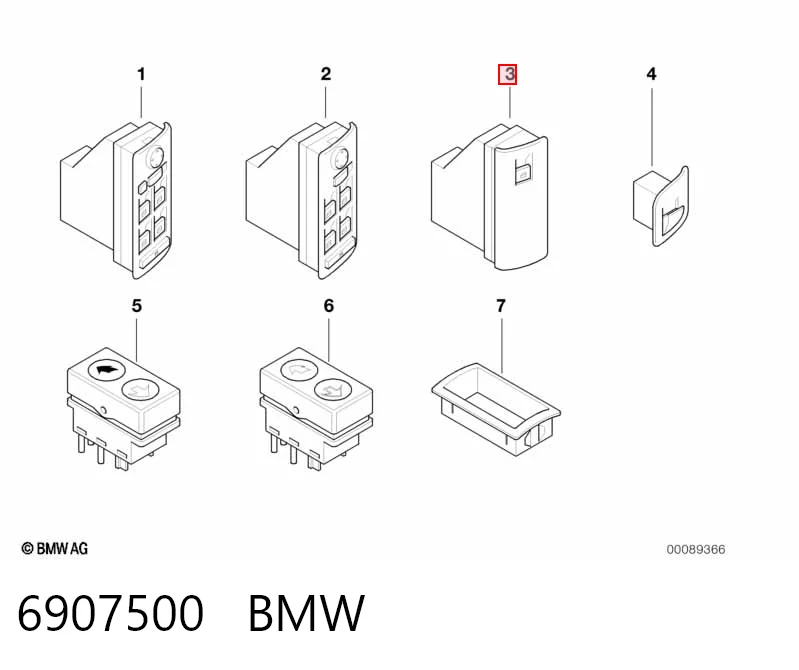 6925697 BMW Кнопковий блок керування склопідіймачами передній правий