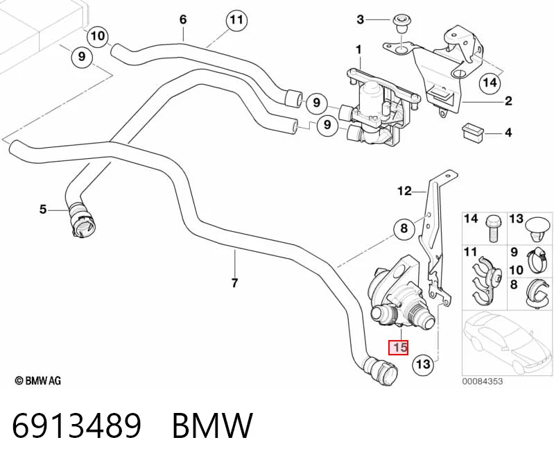 6913489 BMW Водяний насос охолодження електро додатковий