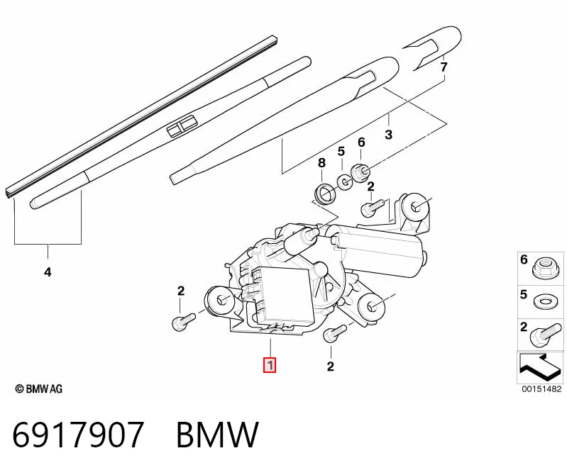 6917907 BMW Моторчик заднього двірника