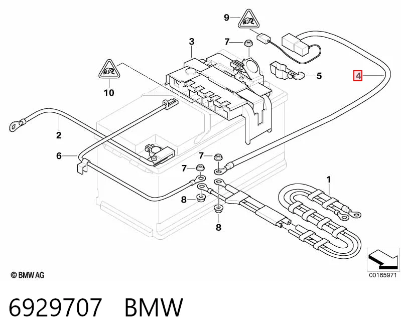 6929707 BMW Кабель плюсової клеми акумулятора (АКБ)