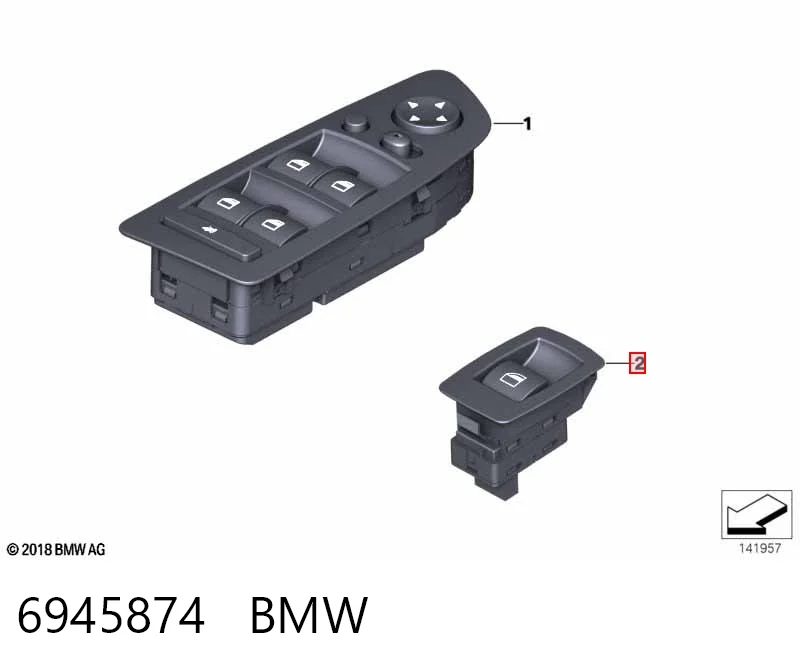 6945874 BMW Кнопка підйомника переднього правого скла