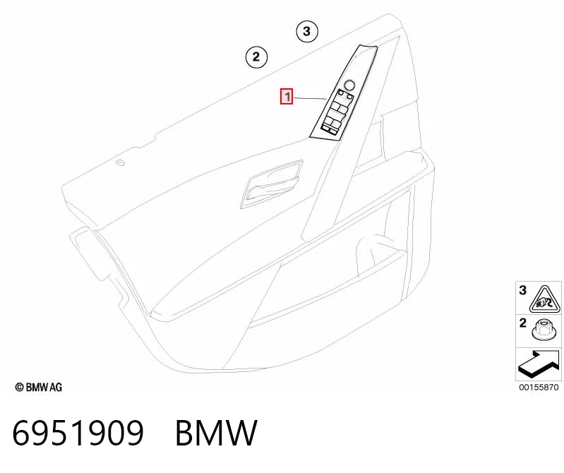 6951909 BMW Кнопки переднього лівого склопід'ємника