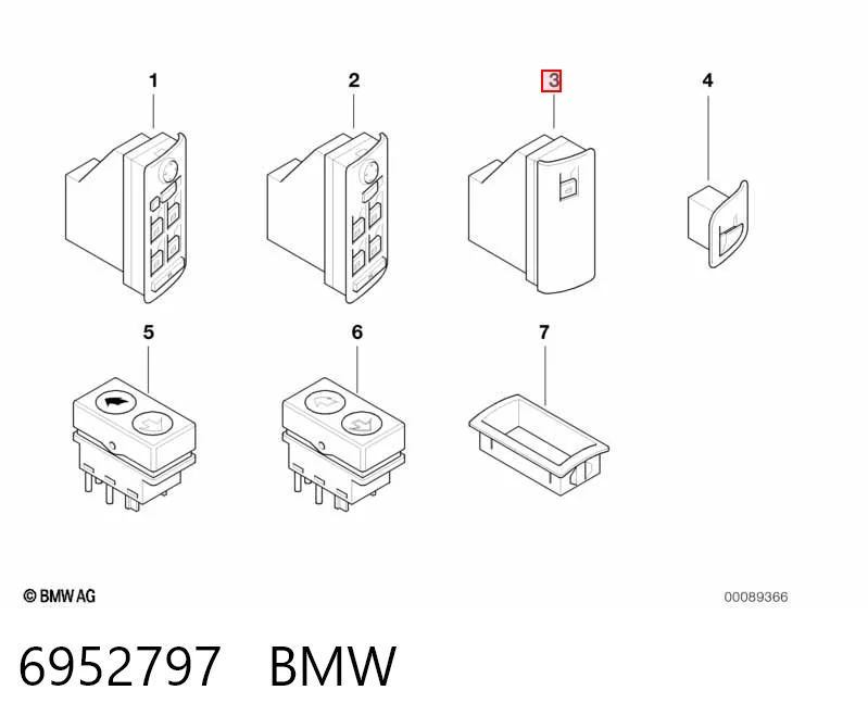 Кнопковий блок керування склопідіймачами передній правий BMW 6925697 ціна, від 31.67 USD