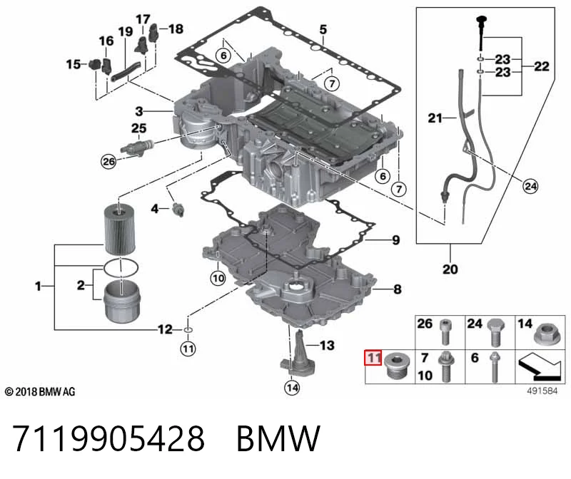 7119905428 BMW Пробка піддона двигуна