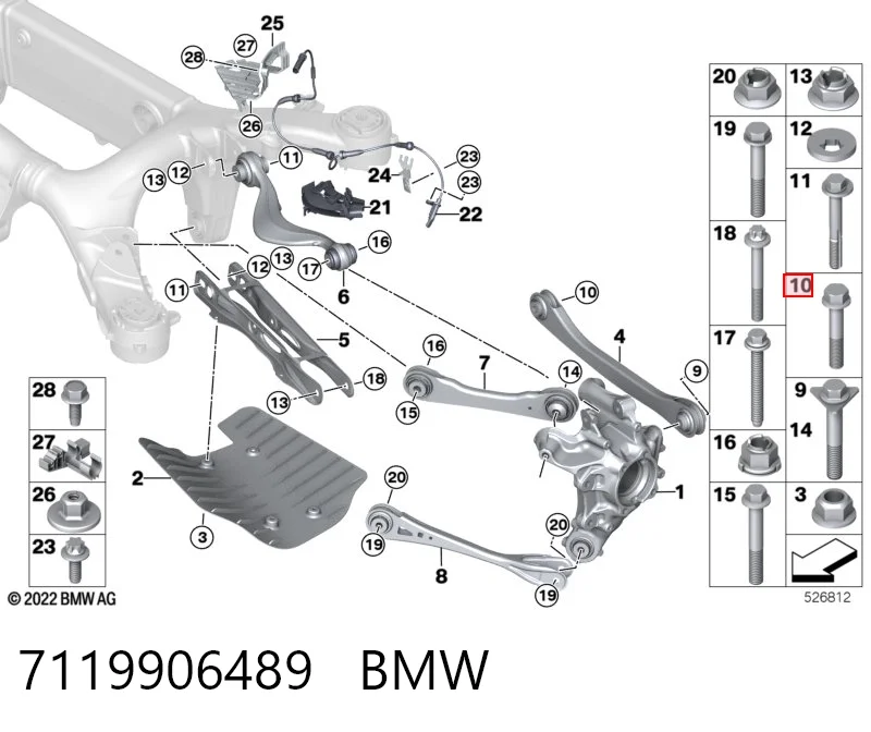 7119906489 BMW Болт переднього важеля