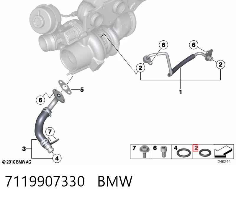 7119907330 BMW Прокладка (кільце) шланга охолодження турбіни, подачі
