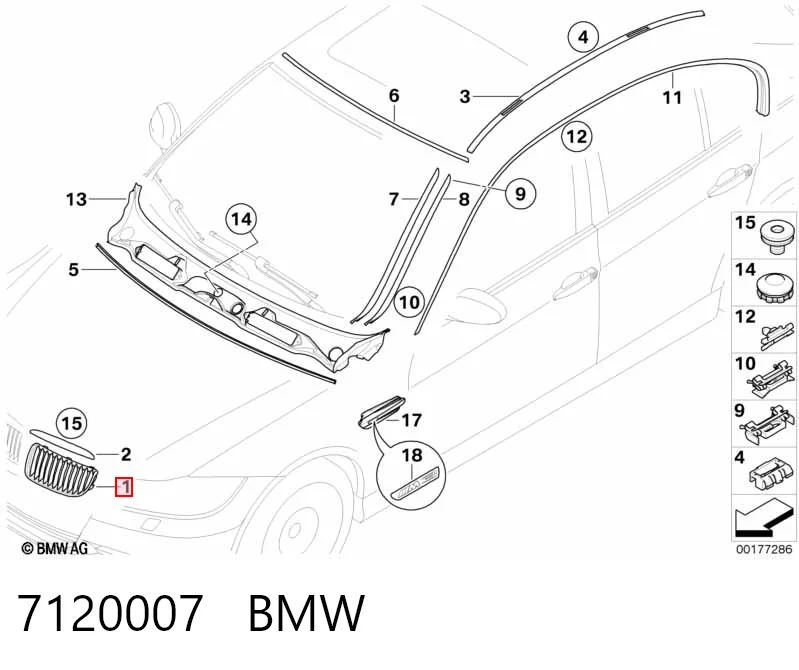 7120007 BMW Решітка радіатора ліва
