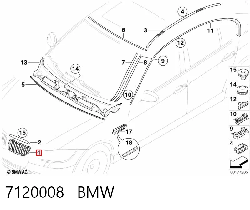 7120008 BMW Решітка радіатора права