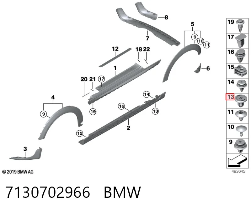 7130702966 BMW Кліпса бампера переднього