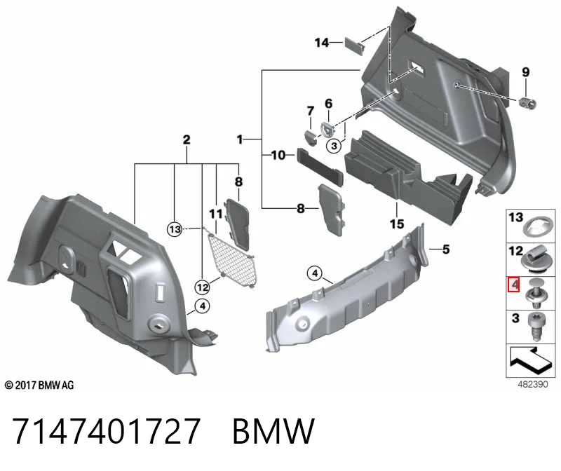 7147401727 BMW Кліп кріплення решітки радіатора охолодження