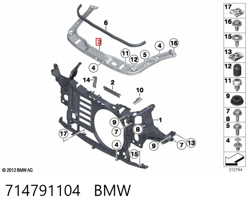 Рамка радіатора верхня Polcar 5102042 ціна, від 130.50 USD
