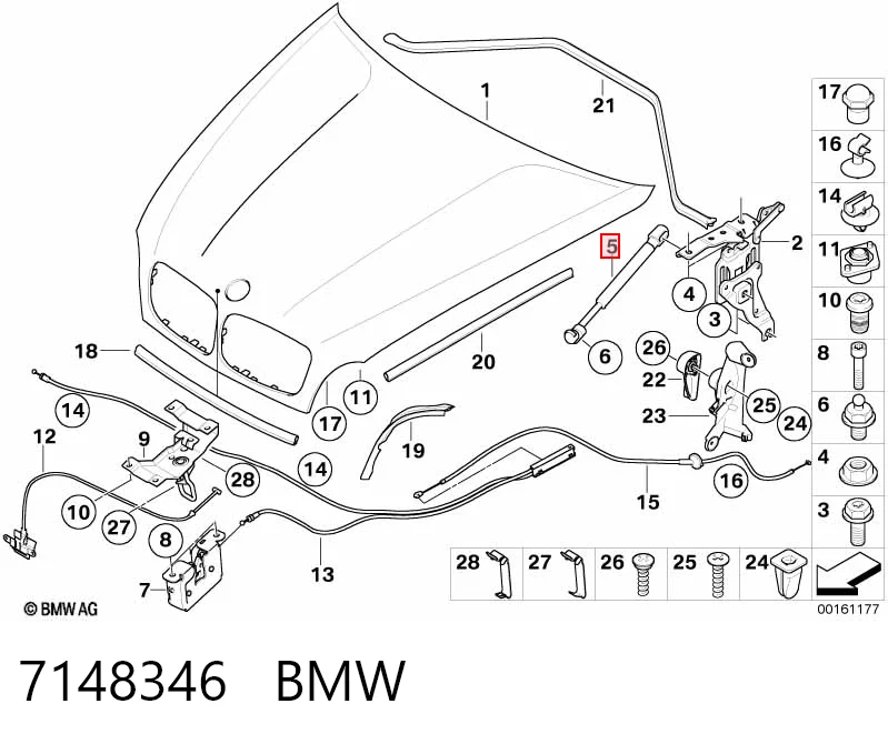 7148346 BMW Стійка капота