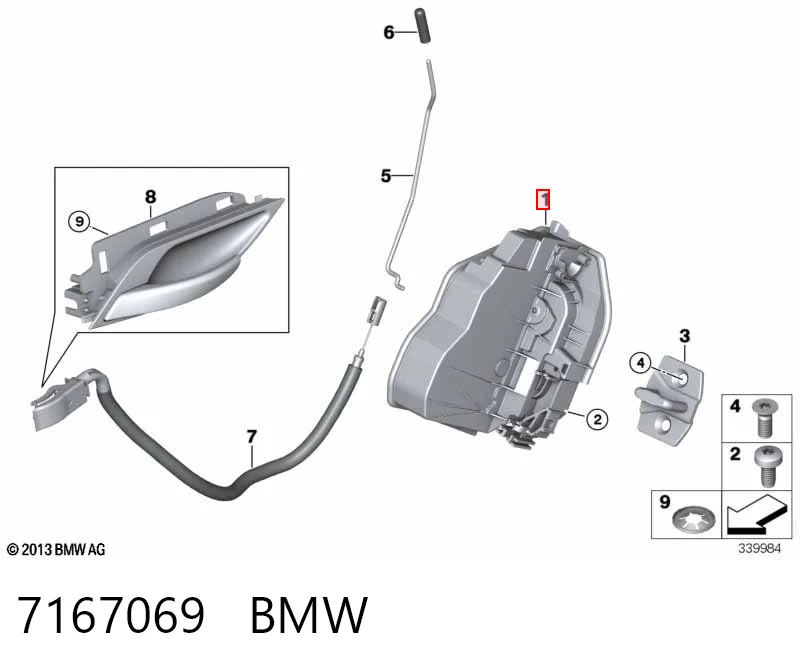 7167069 BMW Замок задніх дверей, лівих