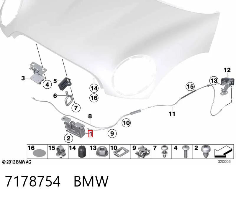 7178754 BMW Замок капота, лівий