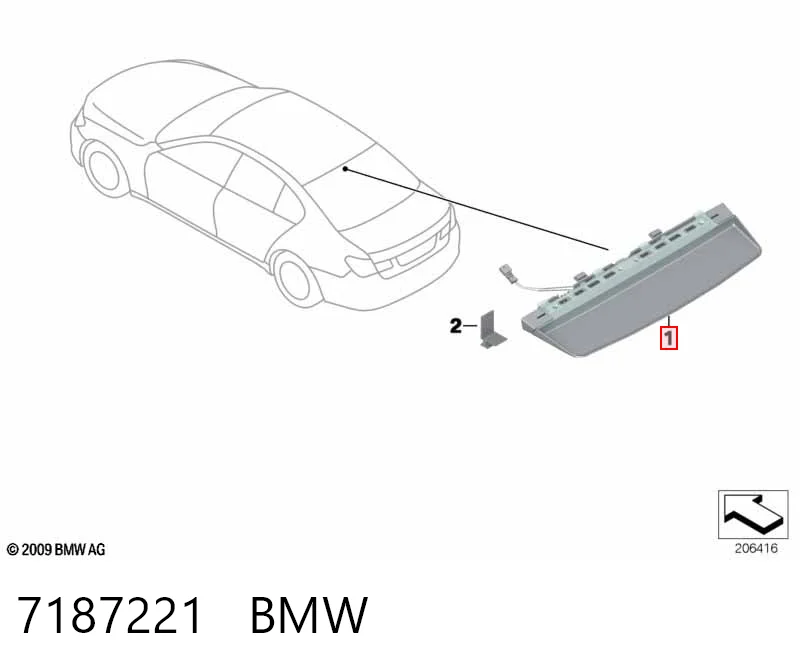 Стоп-сигнал заднього скла на BMW 7  F01, F02, F03, F04