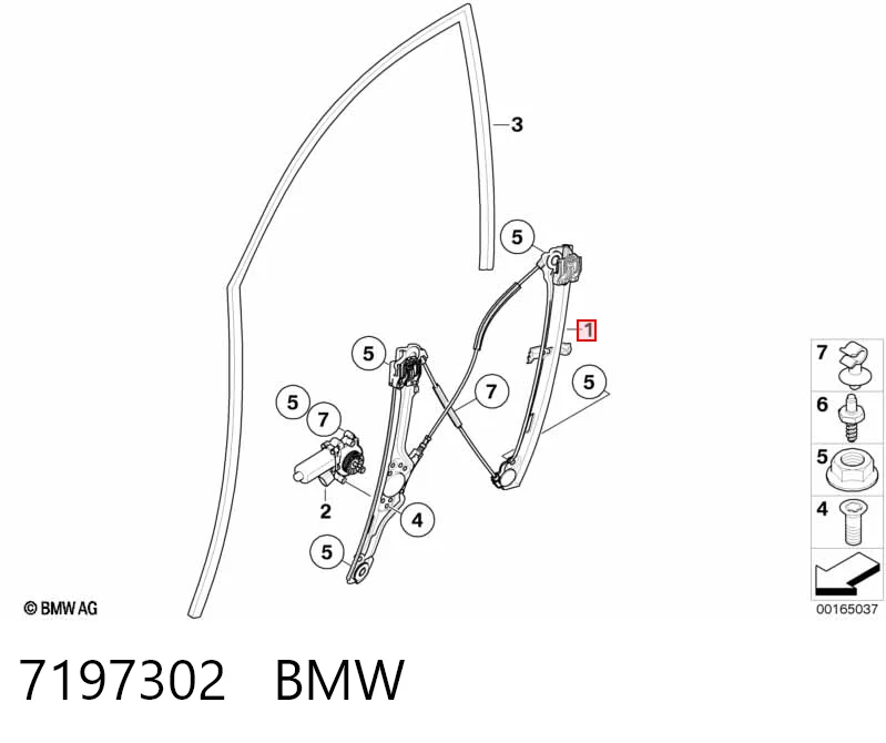 7197302 BMW Склопідйомник (механізм переміщення скла)