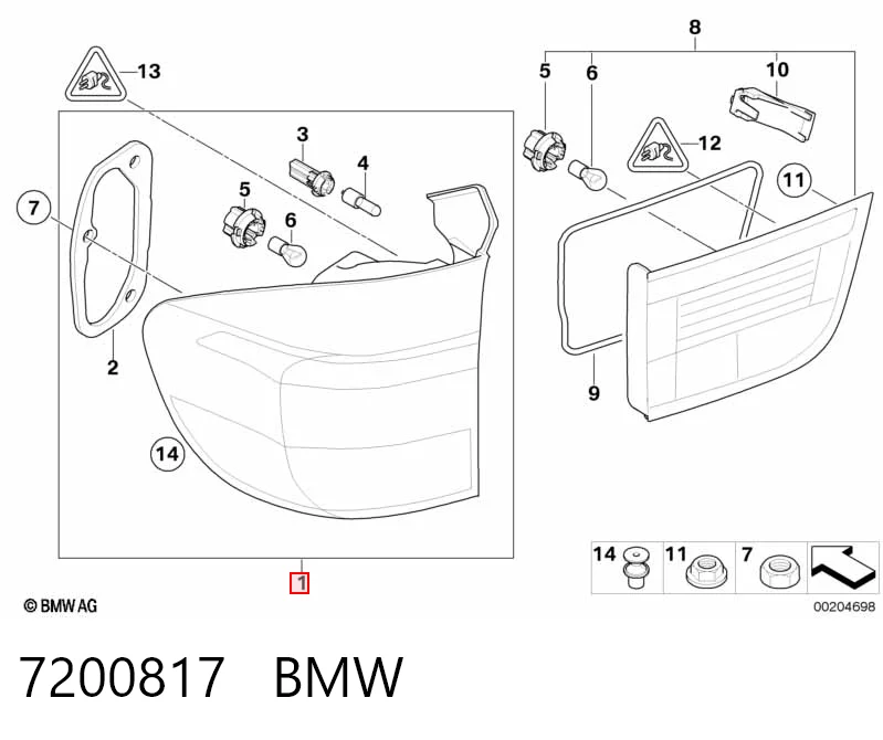 7200817 BMW Задній лівий зовнішній ліхтар