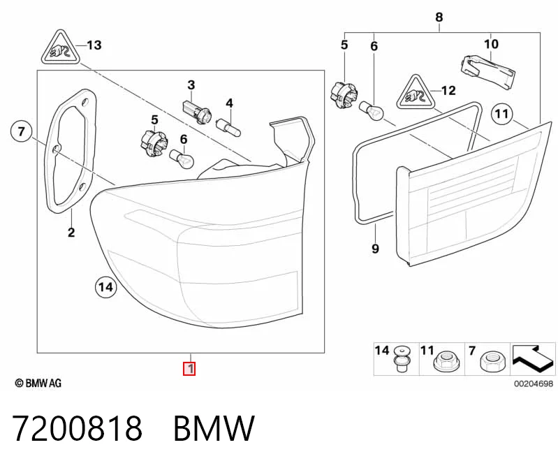 7200818 BMW Задній правий зовнішній ліхтар