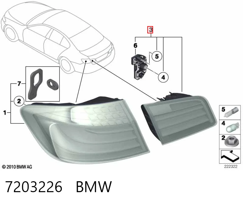 7203226 BMW Ліхтар задній правий, внутрішній
