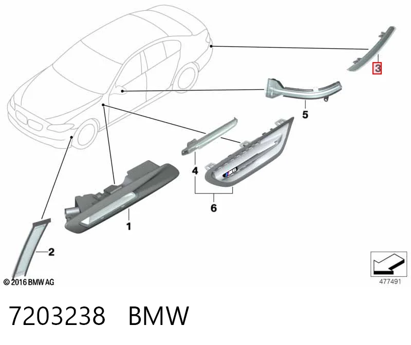 7203238 BMW Правий катафот бампера