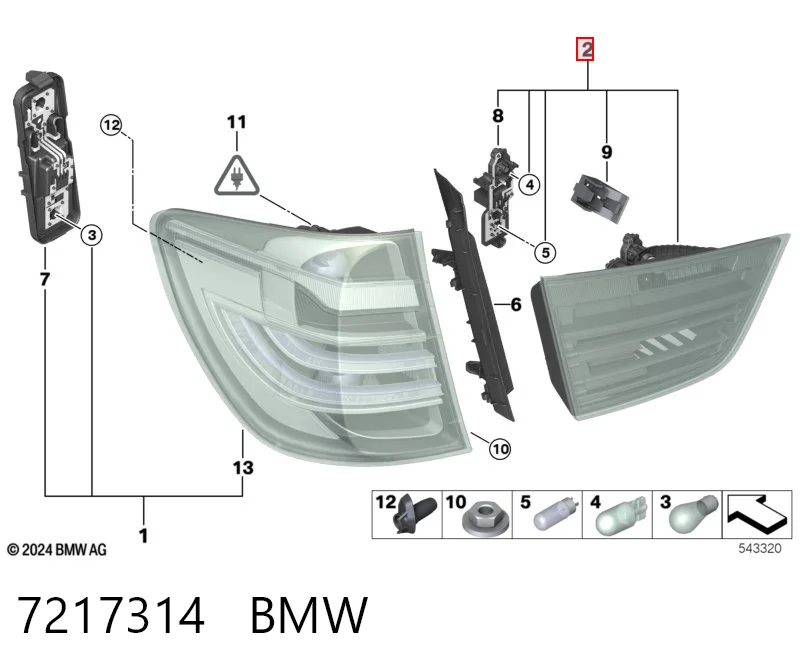 7217314 BMW Ліхтар задній правий, внутрішній