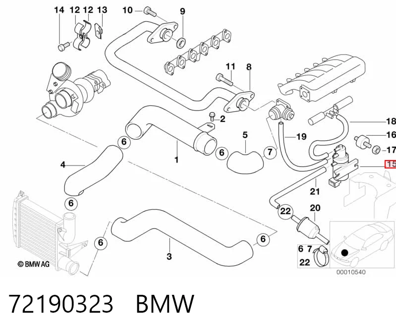 72190323 BMW Клапан перетворювач тиску наддуву (соленоїд)