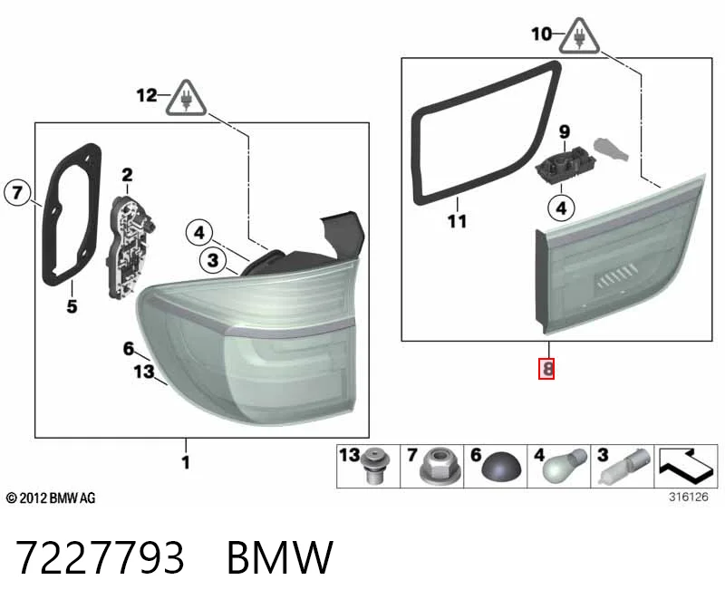 7227793 BMW Задня ліва внутрішня фара